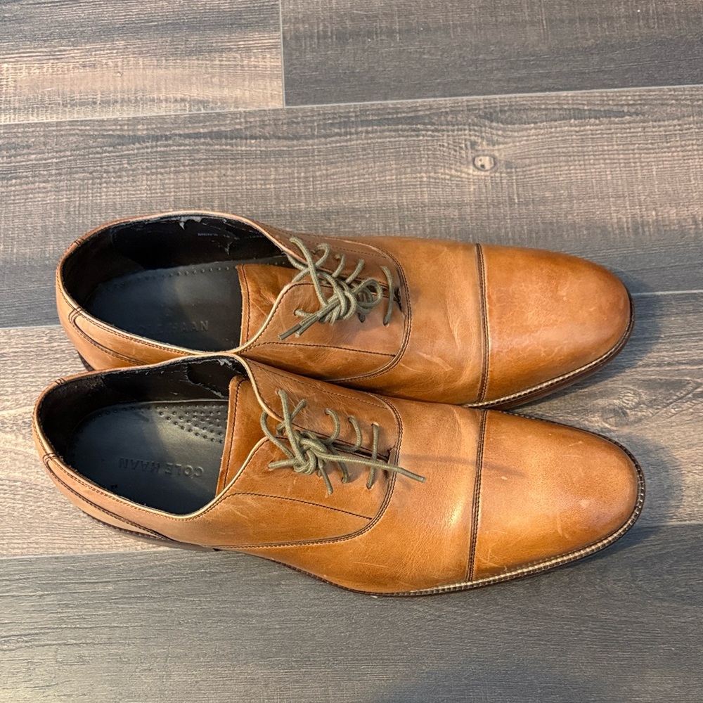 Cole Haan Brown Leather Cap-Toe Oxfords